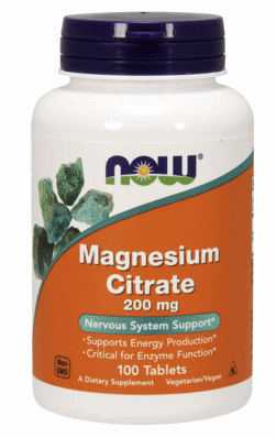 

Магния Цитрат, Now Foods, Magnesium Citrate, 200mg, 100 tabs