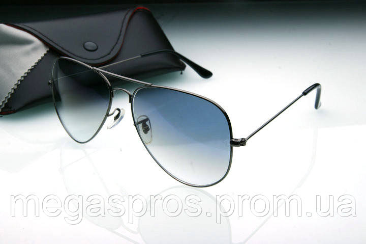 

Очки Ray Ban Aviator стекло. ГОЛУБОЙ градиент, ПИСТОЛЕТ оправа. 3025-3026. Набор. Реплика., Темно-серый