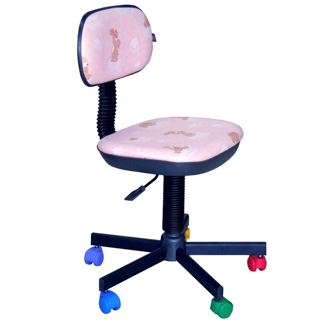 Кресло детское Киндер Пони-розовый (пластик черный с разноцветными роликами)