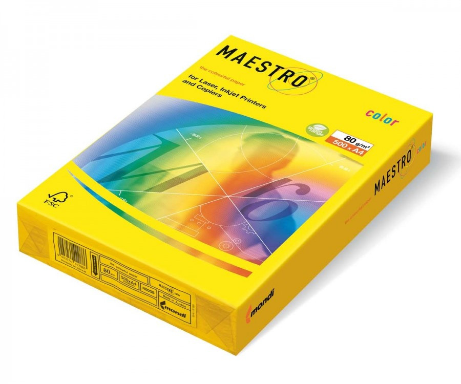 Бумага А4 Maestro Color Neon Neogb, (желтый)