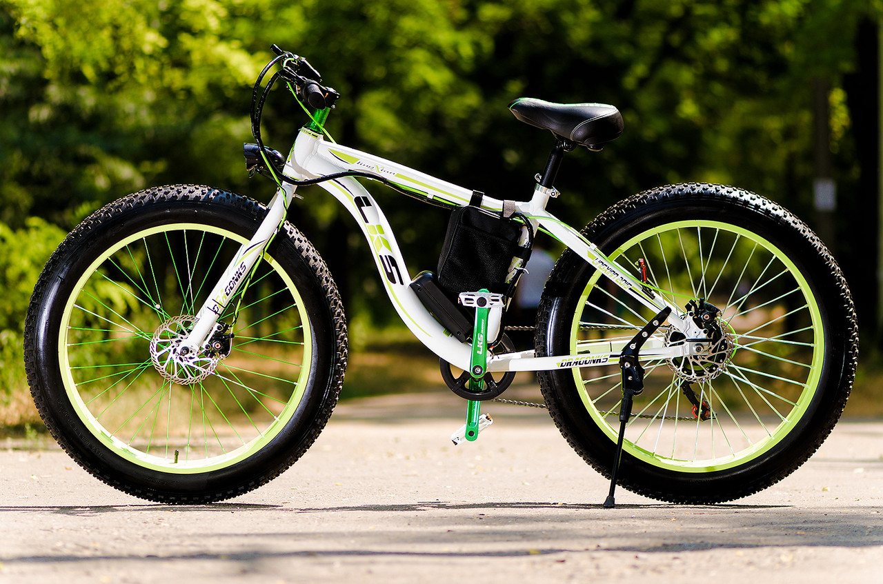 

Электровелосипед LKS Fatbike Бело-зелёный (Фэтбайк) Electro Rear Drive