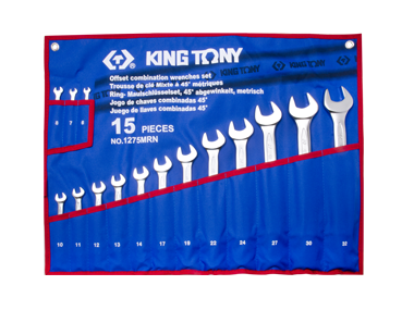 Набор комбинированных ключей, 6-32 мм, чехол из теторона, 15 предметов KINGTONY 1215MRN02