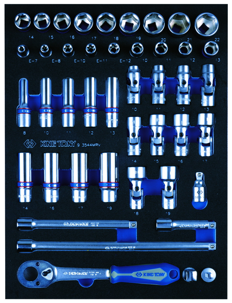 Набор  инструментов для тележки 259 пр.EVO в мягких ложементах (без тележки) KINGTONY 934-018MRVD