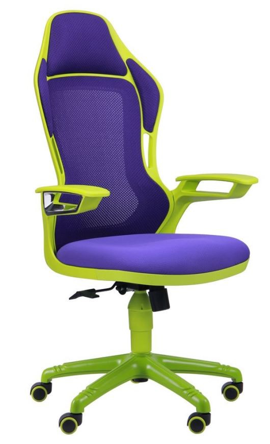 Кресло Racer сетка фиолетовая/каркас зеленый