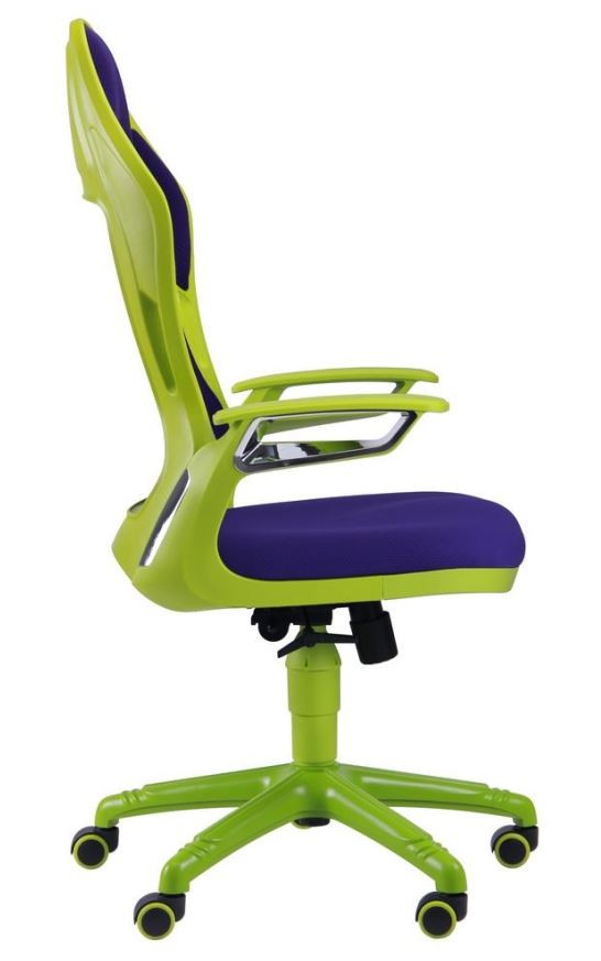 Кресло Racer сетка фиолетовая/каркас зеленый (Вид с боку)