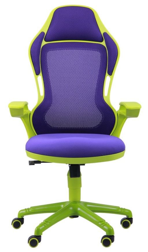 Кресло Racer сетка фиолетовая/каркас зеленый (Вид спереди)