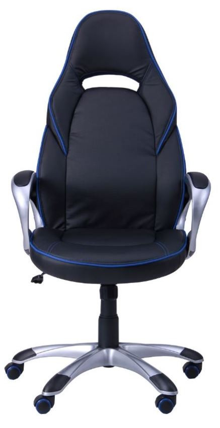 Кресло Страйк (CX 0496H Y10) Черный/кант Синий (вид спереди)