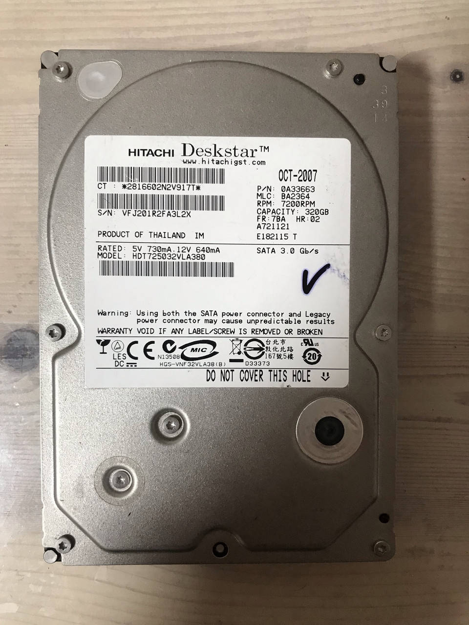 

Винчестер накопитель hdd жесткий диск Hitachi 320 GB гигабайт SATA 7200