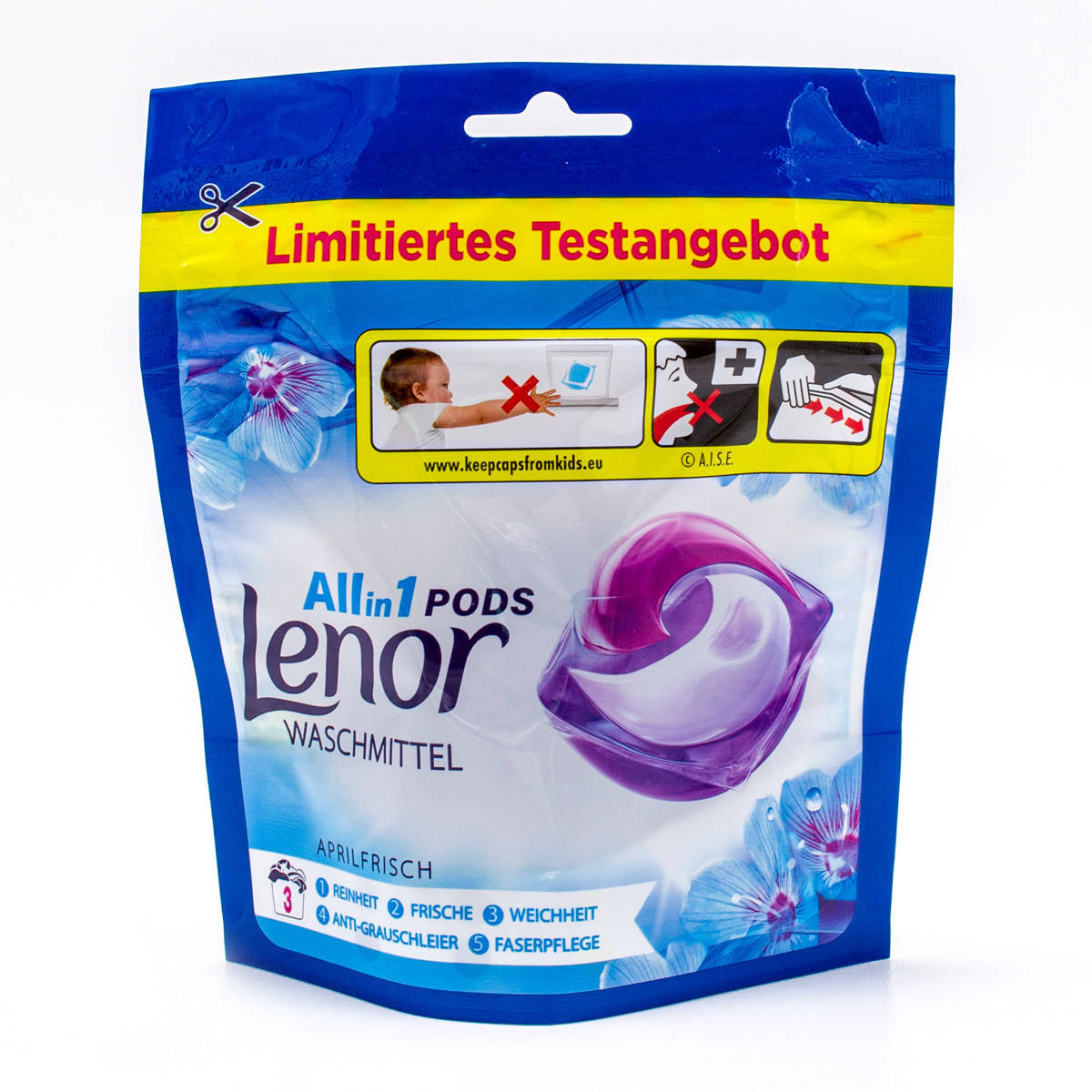 

Гель-капсулы для стирки универсальные Lenor All in 1 Pods Aprilfrisch 3шт. (Италия)