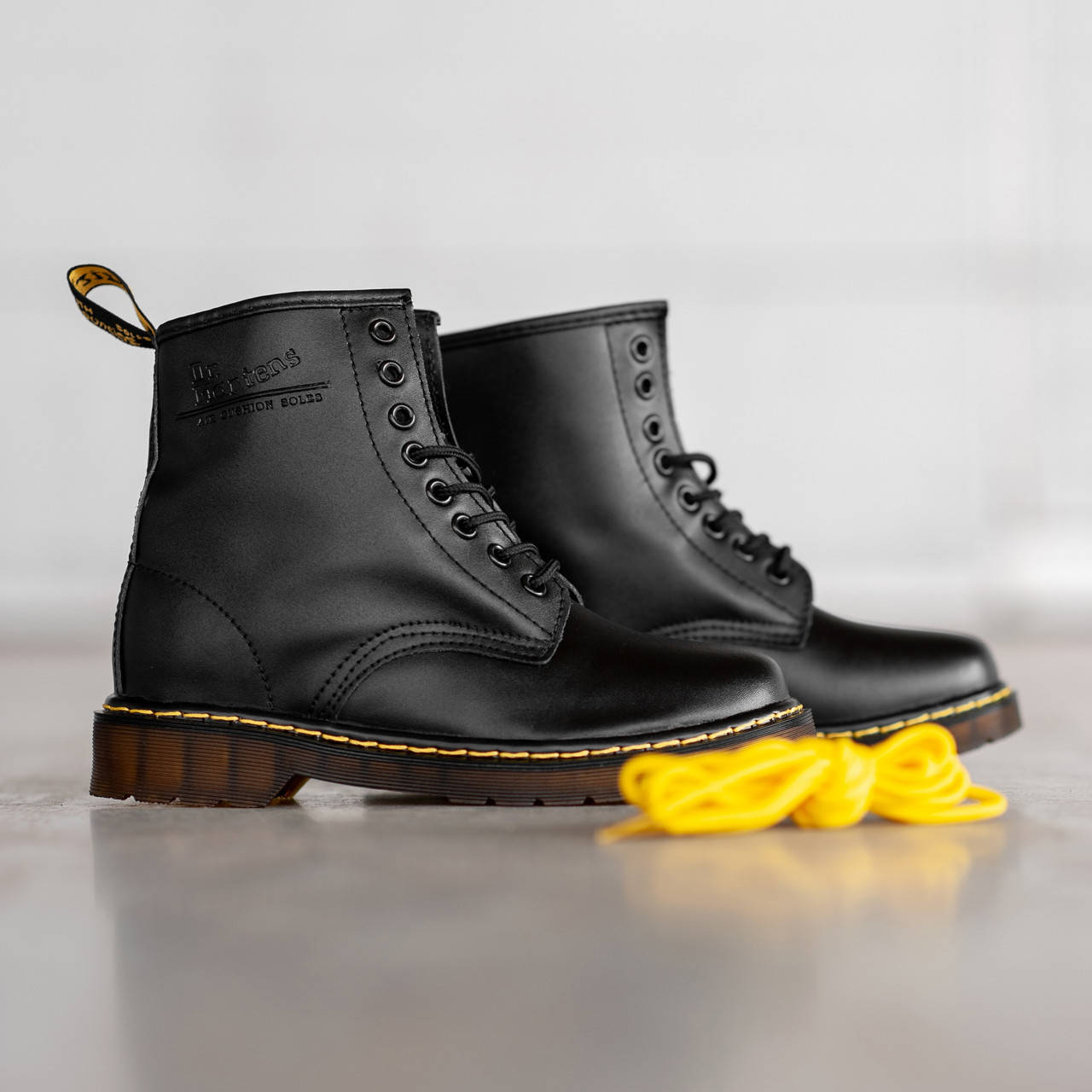 

Ботинки демисезонные мужские Dr. Martens деми сапоги др. мартинс черные мартинсы кожа высокие мартенс, Черный