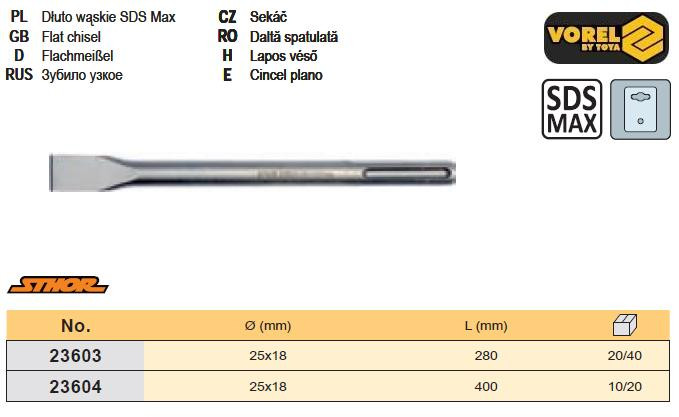 Долото плоское перфоратора SDS Max Ø= 18 мм b= 25 мм l= 400 мм 