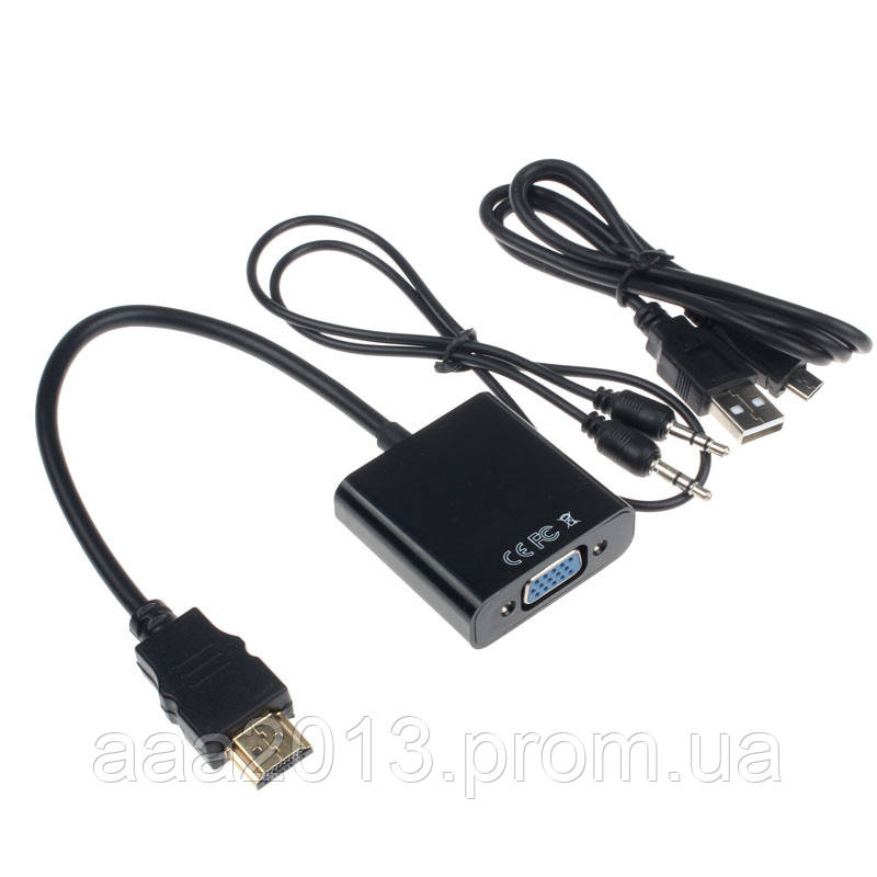 Конвертер переходник из HDMI в VGA, +ЗВУК+ПИТАНИЕ, адаптер