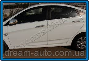 

HYUNDAI ACCENT BLUE/SOLARIS SD (2011+) Нижние молдинги стекол (нерж.) 6 шт. Omsa