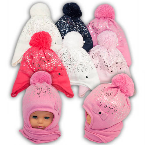 Дитячий комплект - шапка і шарф для дівчинки, Grans (Польща), підкладка SOFTI TERM, AM82STM