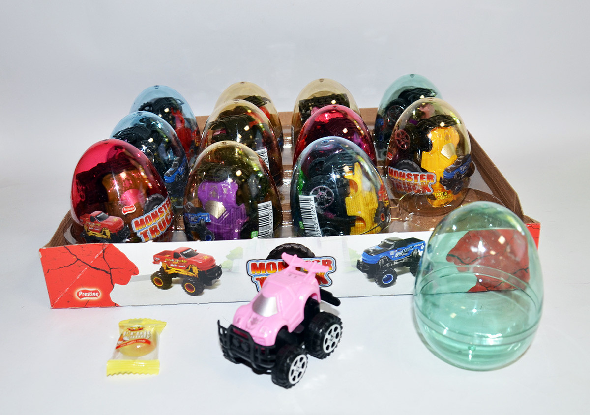 Пластикові яйця машинка Monster Truck з цукерками 12 штук