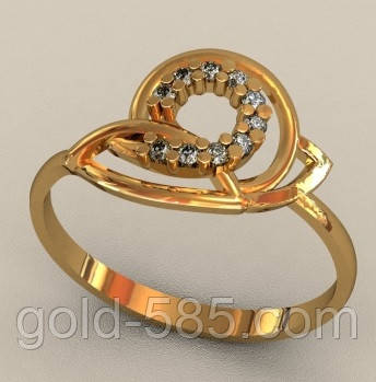 

Оригинальное лаконичное золотое кольцо 585* пробы