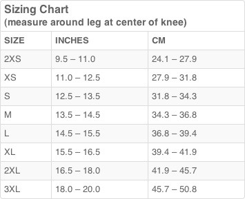 Mizuno Knee Pad Size Chart