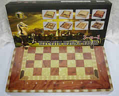 Игра настольная "Шахматы, шашки, нарды 3 в 1", деревянная коробка 50 см.