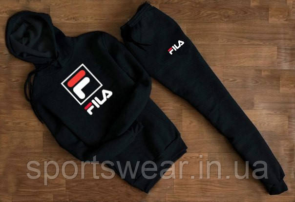 

Cпортивный чёрный костюм Fila F с капюшоном "" В стиле Fila ""