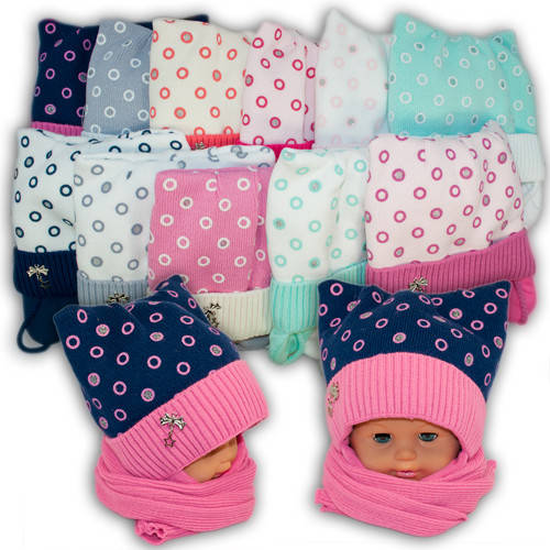 Дитячий комплект - шапка і шарф для дівчинки, код. 1121, Agbo (Польща), підкладка SUPERWARM, 1121
