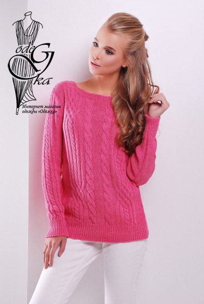 Розовый цвет Женского свитера из шерсти и акрила Адель