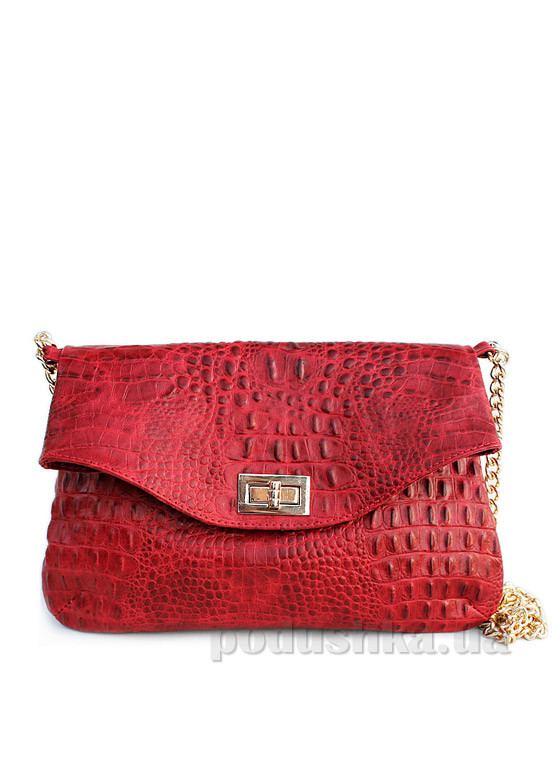 

Кожаная сумочка-клатч Poolparty Red crocodile clutch с цепочкой