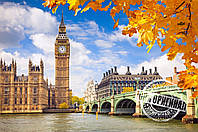 Картина раскраска по номерам без коробки Идейка Осенний Лондон (KHO2134) 40 х 50 см (Без коробки)