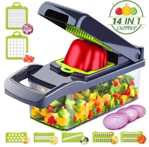 

Овощерезка-измельчитель Veggie Slicer 14 в 1, Ручной комбайн для нарезки и шинковки продуктов, Серый