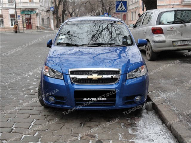 

Накладки на фары "Широкие" для Chevrolet Aveo T250, реснички Шевроле Авео, Черный