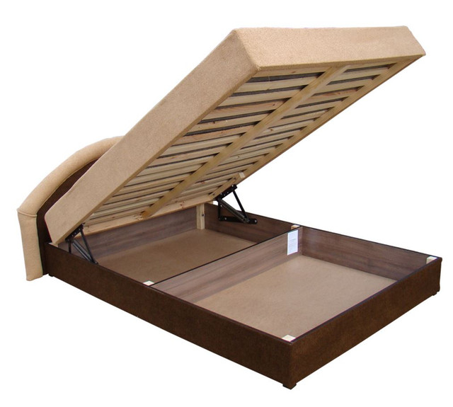 Кровать полуторная Ривьера 140х200 с матрасом (мебельная ткань) ткань Астра, Кондор (подъёмный механизм)