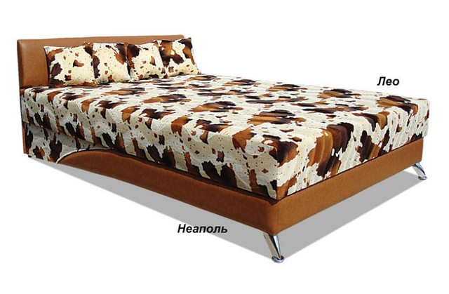 Кровать двуспальная Сафари 140х200 с матрасом ткань Лео и Неаполь