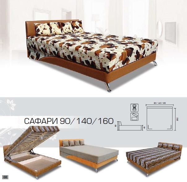 Кровать двуспальная Сафари 140х200 с матрасом (Размеры) (2)
