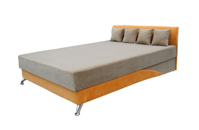 Кровать двуспальная Сафари 140х200 с матрасом ткань Ягуар боне оранж