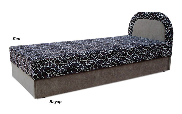 Кровать полуторная Ривьера 90х200 с матрасом (мебельная ткань) ткань Лео+Ягуар