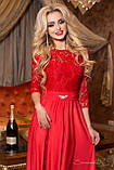 Красиве максі-плаття з гіпюром червоне, фото 3