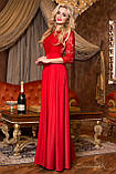 Красиве максі-плаття з гіпюром червоне, фото 5
