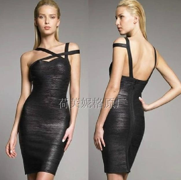 

Черное бандажное платье Herve Leger