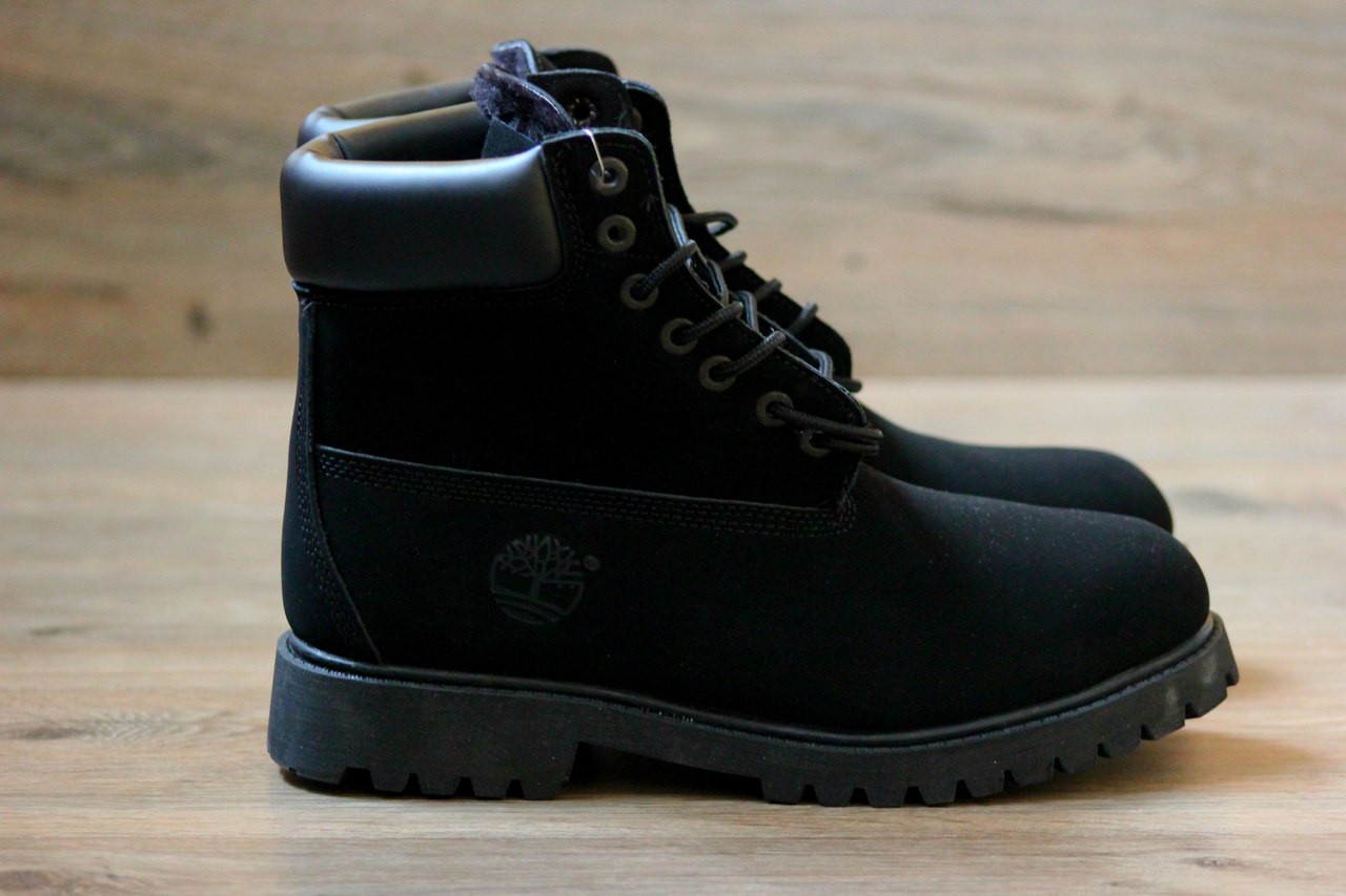 зимние ботинки Timberland Classic 6 Inch Black с мехом теплые