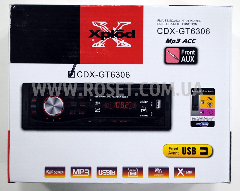 

Автомагнитола - Xplod CDX-GT6306 (SD+USB+AUX)