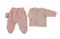 Комплект ясельный для девочки из 2 предметов Gapchinska  (ползуны, распашонка) розовый  49/56 см