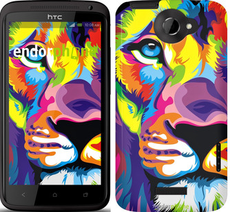 

Чехол на HTC One X Разноцветный лев "2713c-42", Желтый