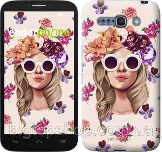 

Чехол на ALCATEL One Touch POP C9 Девушка с цветами v2 "3569u-319", Розовый