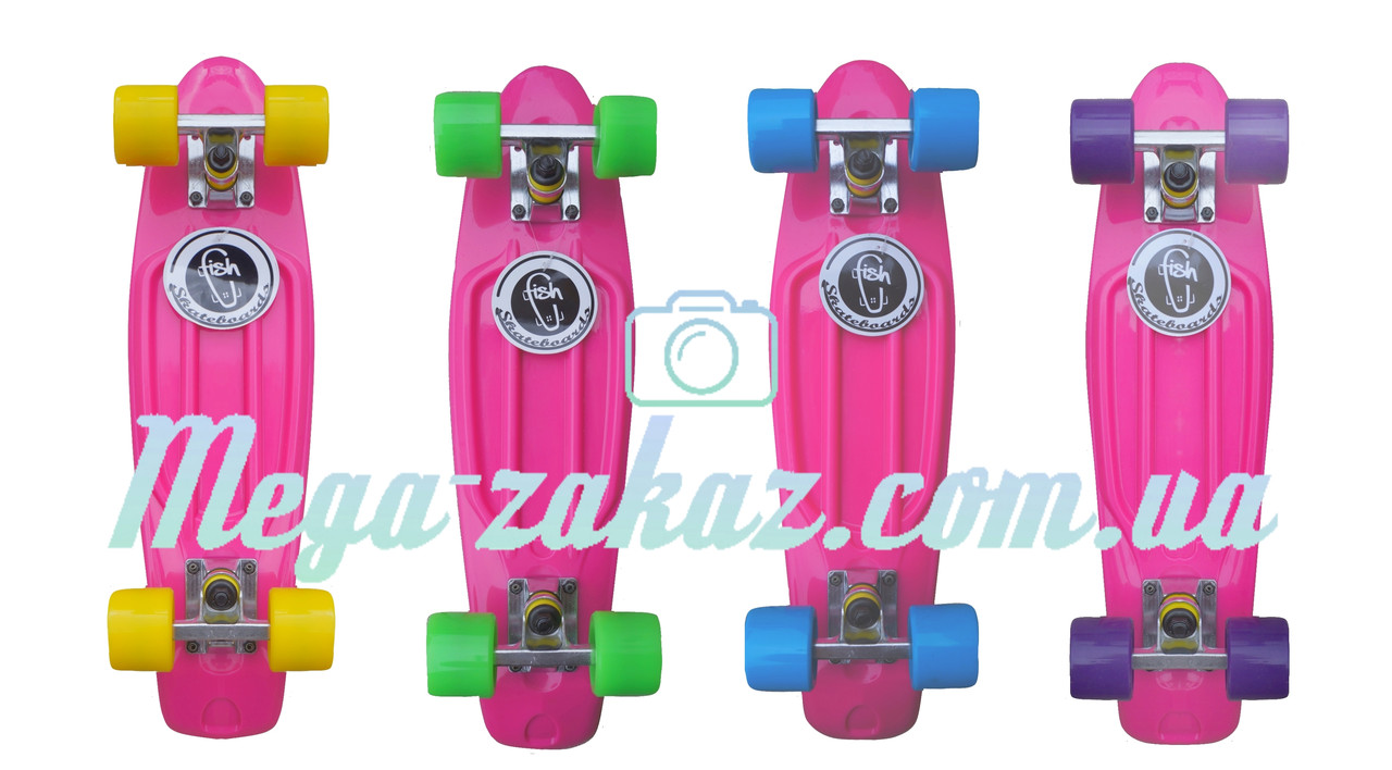 

Скейтборд/скейт Penny Board Fish (Пенни борд Фиш): розовый, до 80кг Фиолетовый, Разные цвета