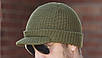 Шапка мужская  зимняя  JEEP CAP  шерстяная безшовная с козырьком цвет олива    ROTCHO   США, фото 4