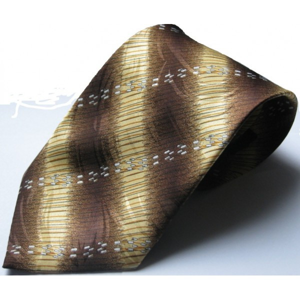 Мужской коричнево-бежевый шелковый галстук стандартный Schönau - 135, Коричневый