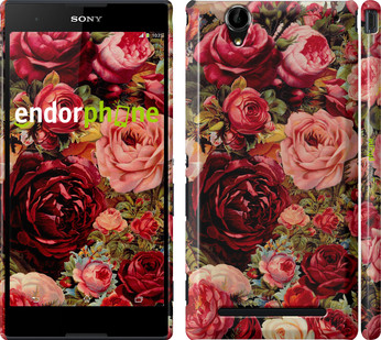 

Чехол на Sony Xperia T2 Ultra Dual D5322 Цветущие розы "2701c-92", Красный