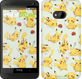 

Чехол на HTC One M7 Pikachu pokemon go "3769c-36", Желтый