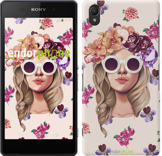 

Чехол на Sony Xperia Z2 D6502/D6503 Девушка с цветами v2 "3569c-43", Розовый