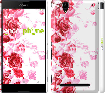 

Чехол на Sony Xperia T2 Ultra Dual D5322 Нарисованные розы "724c-92", Красный