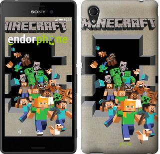 

Чехол на Sony Xperia M4 Aqua Minecraft 6 "3330c-162", Серый